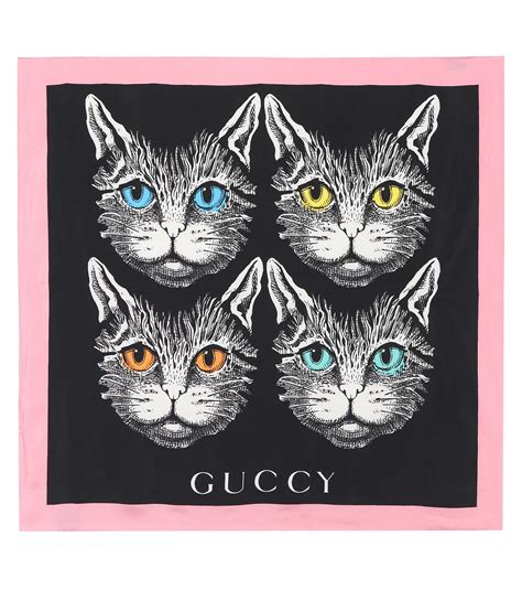 gucci mystic cat print silk scarf size os|Gucci Mystic Cat 2018 Shawl .